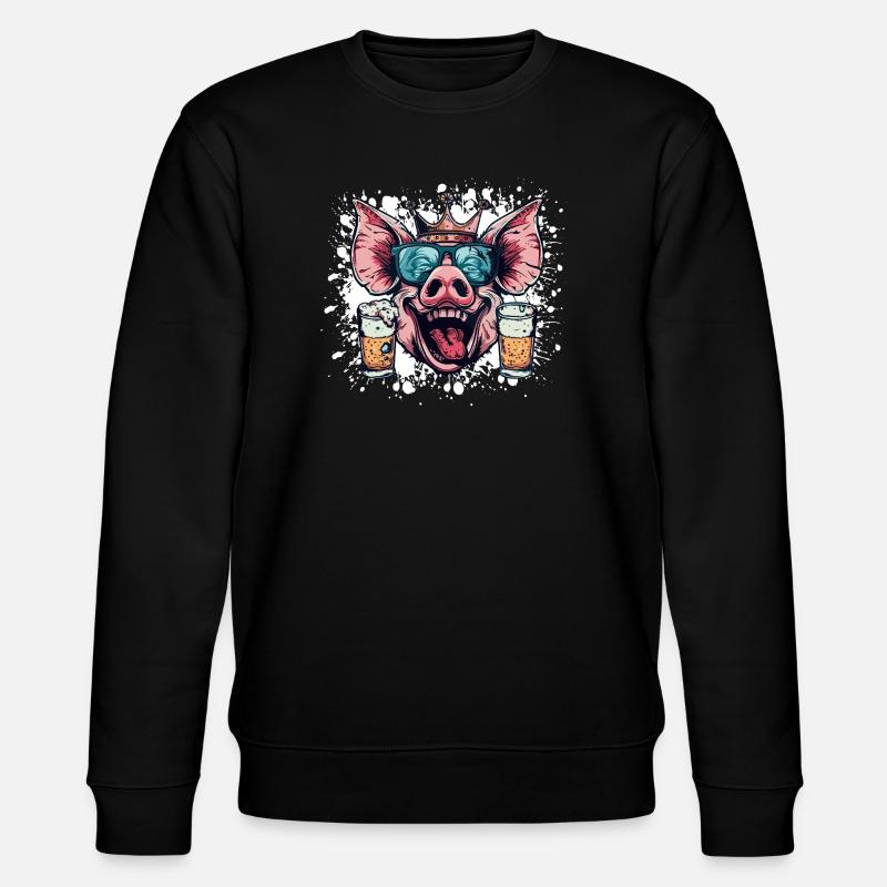Schwein Bier Lustig - Stanley/Stella Unisex Bio-Sweatshirt CHANGER  - Schwarz