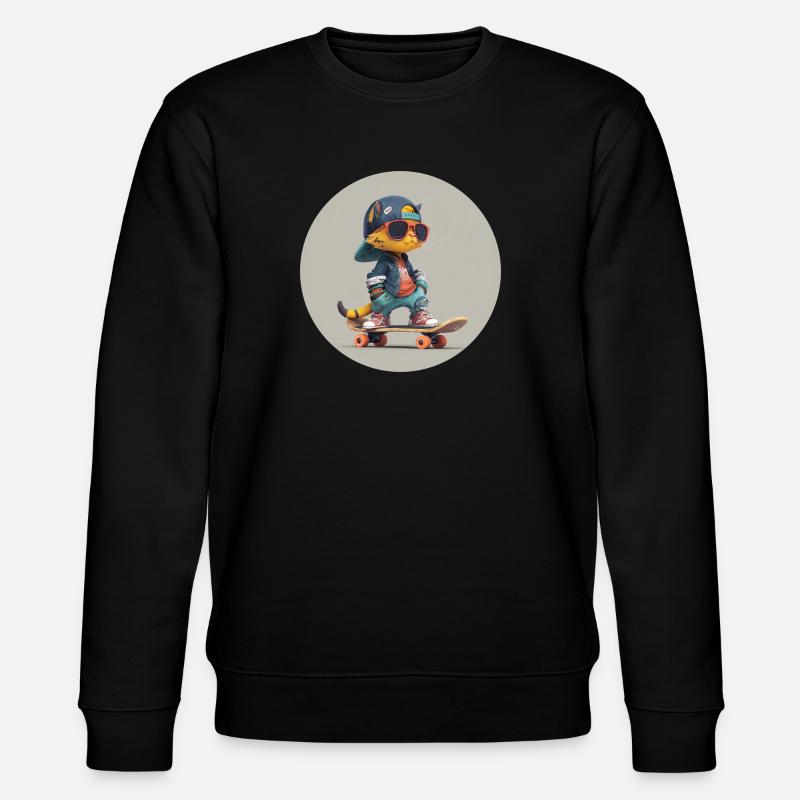 Skater-Kater - Stanley/Stella Unisex Bio-Sweatshirt CHANGER  - Schwarz