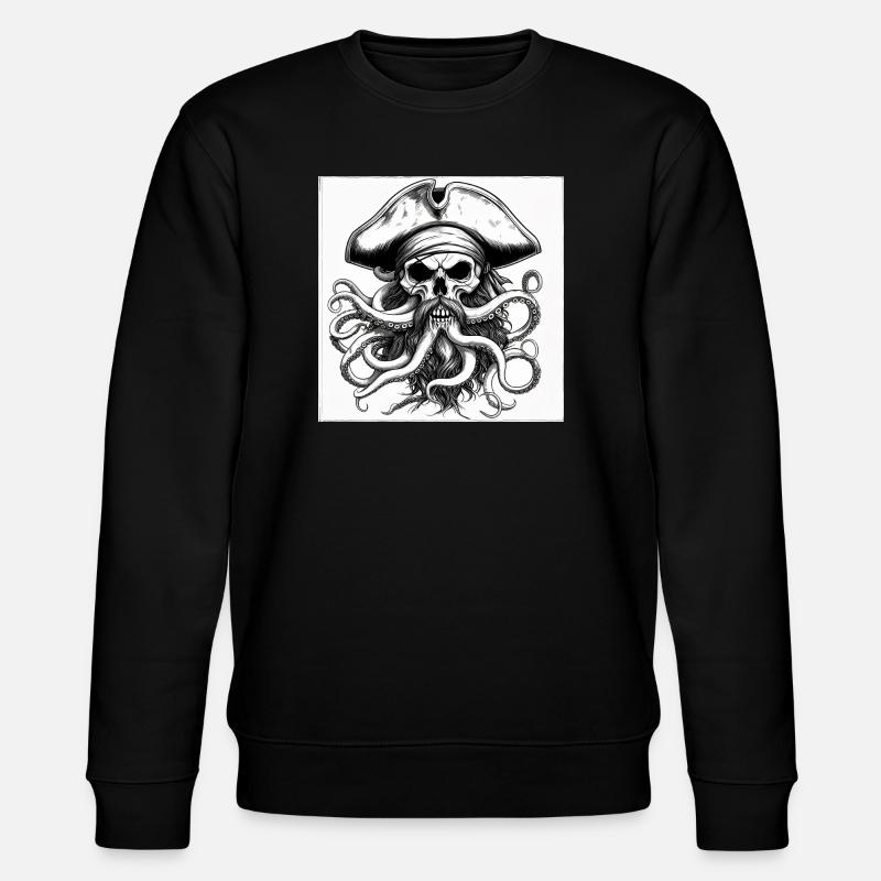 Piratenschädel und Oktopus-Tinte - Stanley/Stella Unisex Bio-Sweatshirt CHANGER  - Schwarz