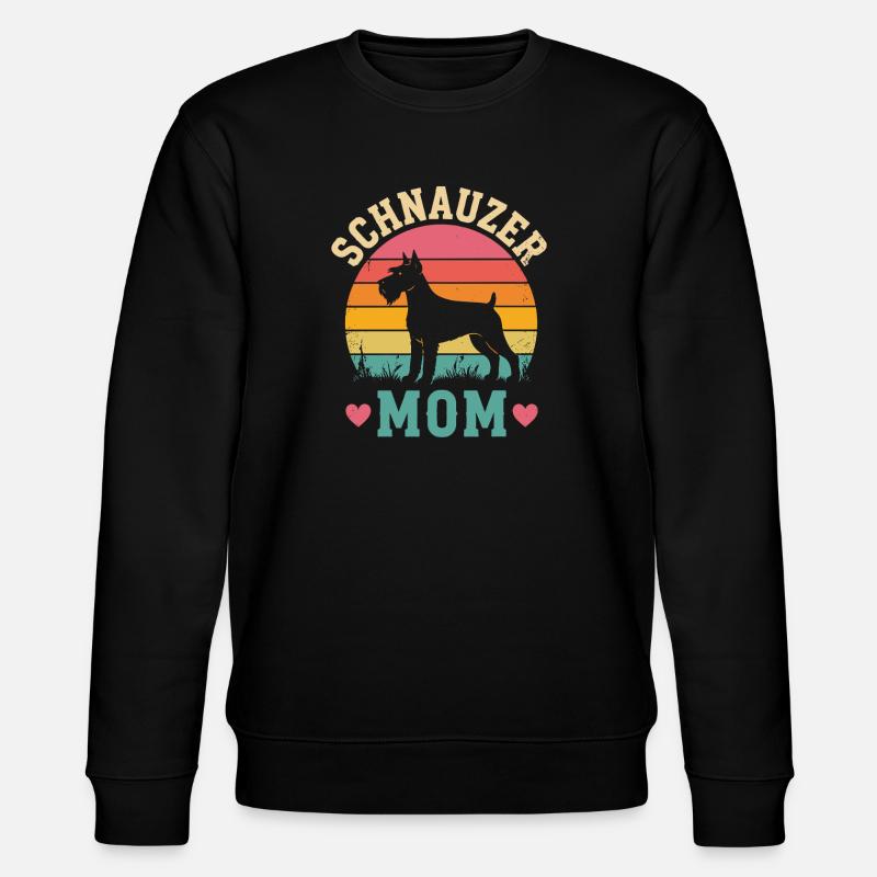 Schnauzer Mom Retro Sunset - Stanley/Stella CHANGER Unisex Organic Sweatshirt - black