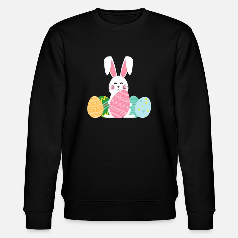 Pastell-Osterhase mit Eiern - Stanley/Stella Unisex Bio-Sweatshirt CHANGER - Schwarz