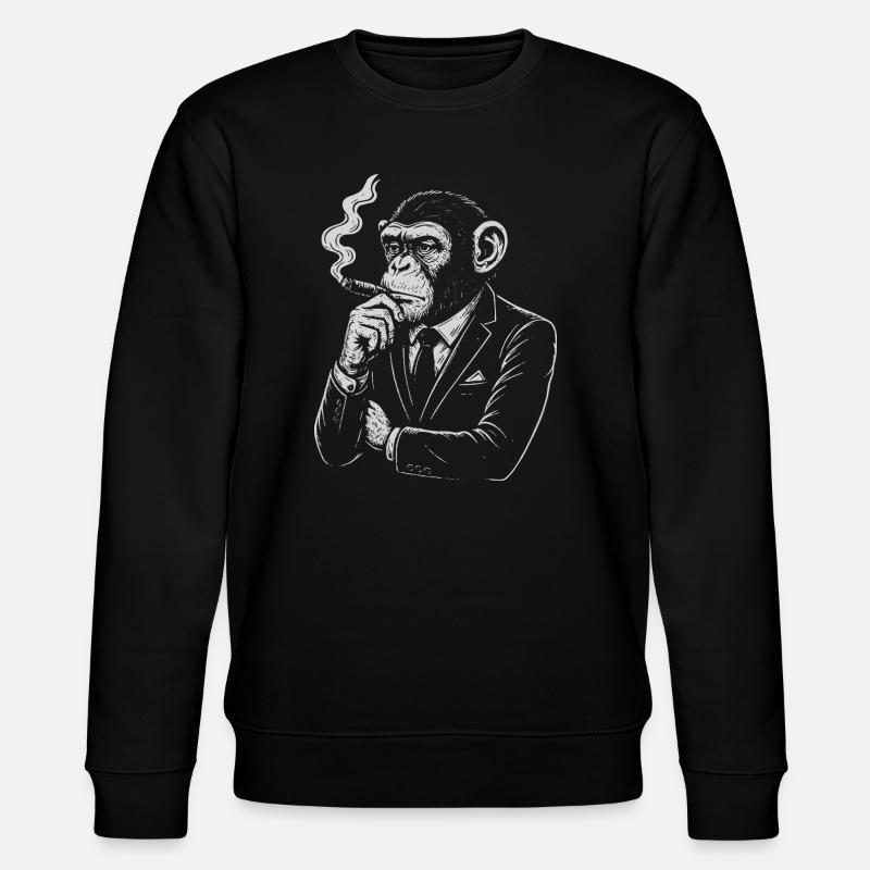 Zigarrenaffe im Anzug Retro - Stanley/Stella Unisex Bio-Sweatshirt CHANGER  - Schwarz