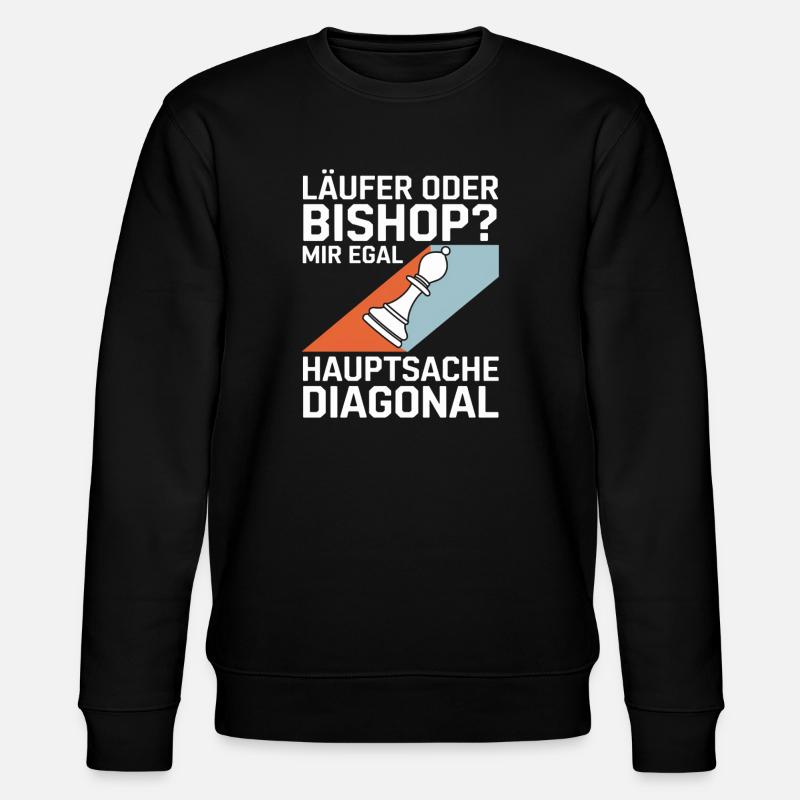 Läufer oder Bishop? Diagonal-Humor - Stanley/Stella Unisex Bio-Sweatshirt CHANGER  - Schwarz
