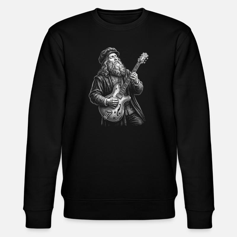 Leonardo Da Vinci plays guitar - Stanley/Stella CHANGER Unisex Organic Sweatshirt - black
