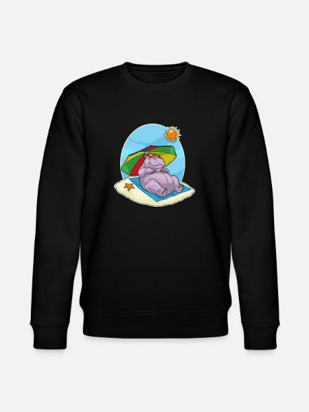 Hippopotamus Beach Parasol Summer - Stanley/Stella CHANGER Unisex Organic Sweatshirt - black