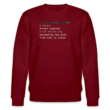 DevOps Engineer Terminal - IT Design - Stanley/Stella CHANGER Unisex Organic Sweatshirt - burgundy - Front - Nik (191cm) & Marisol (170cm)