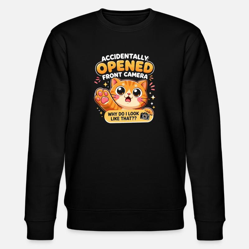 Chat caméra frontale ouvert accidentellement - Sweat bio CHANGER Stanley/Stella Unisexe - noir