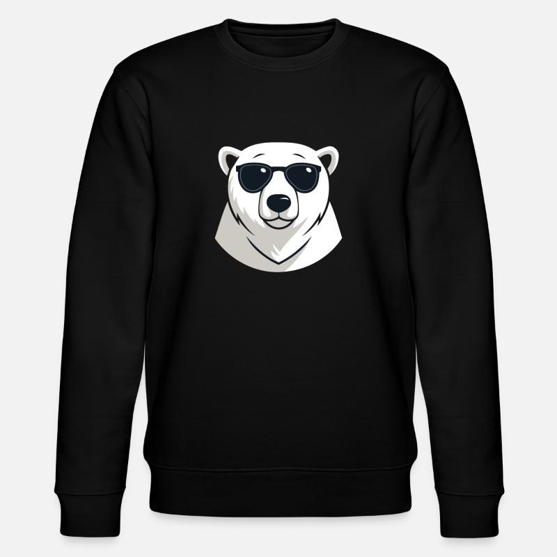 Eisbär mit dunkler Brille - Stanley/Stella Unisex Bio-Sweatshirt CHANGER  - Schwarz
