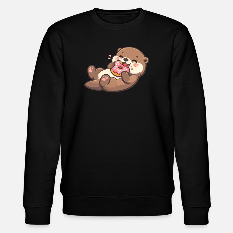 Cuddly bear with donut enjoyment - Stanley/Stella CHANGER Unisex Organic Sweatshirt - black