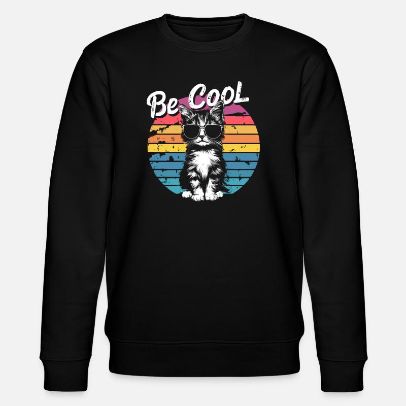 Be Cool Retro-Katzen-Sonnenbrille - Stanley/Stella Unisex Bio-Sweatshirt CHANGER  - Schwarz