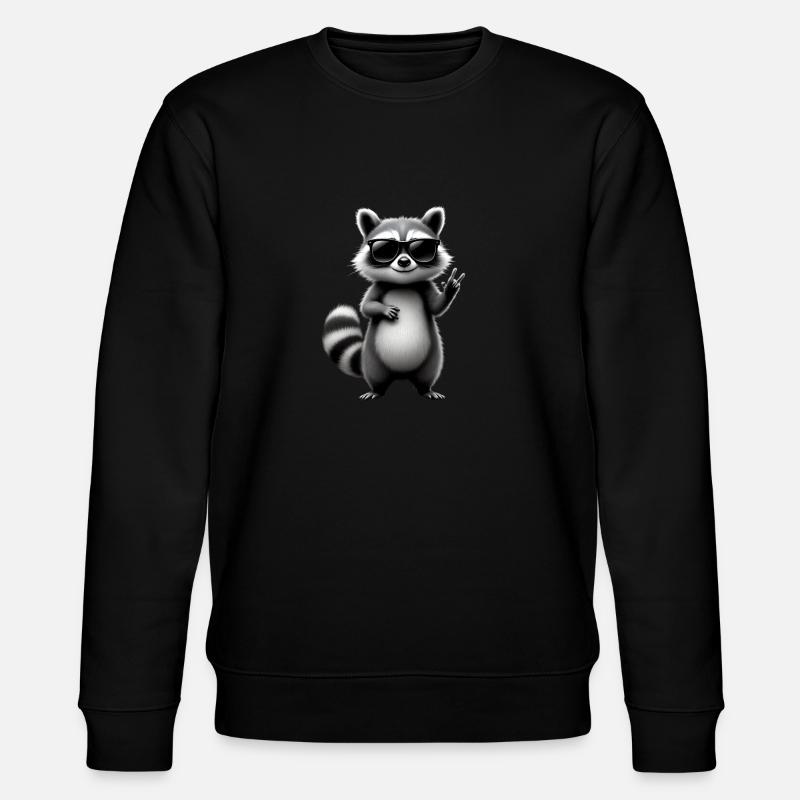 Waschbär mit Sonnenbrille - Stanley/Stella Unisex Bio-Sweatshirt CHANGER  - Schwarz