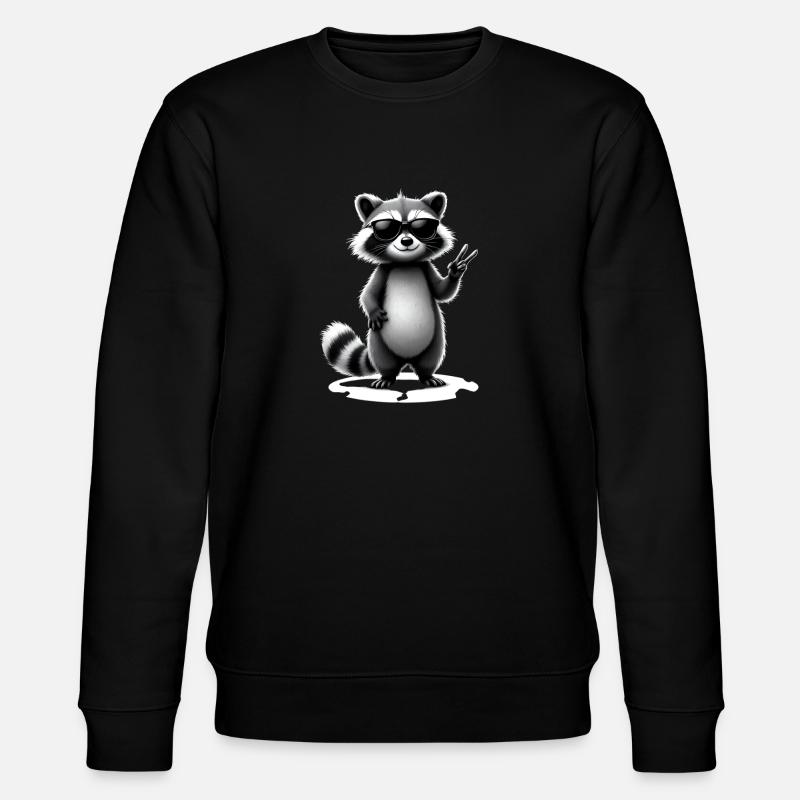Waschbär mit Sonnenbrille - Stanley/Stella Unisex Bio-Sweatshirt CHANGER  - Schwarz