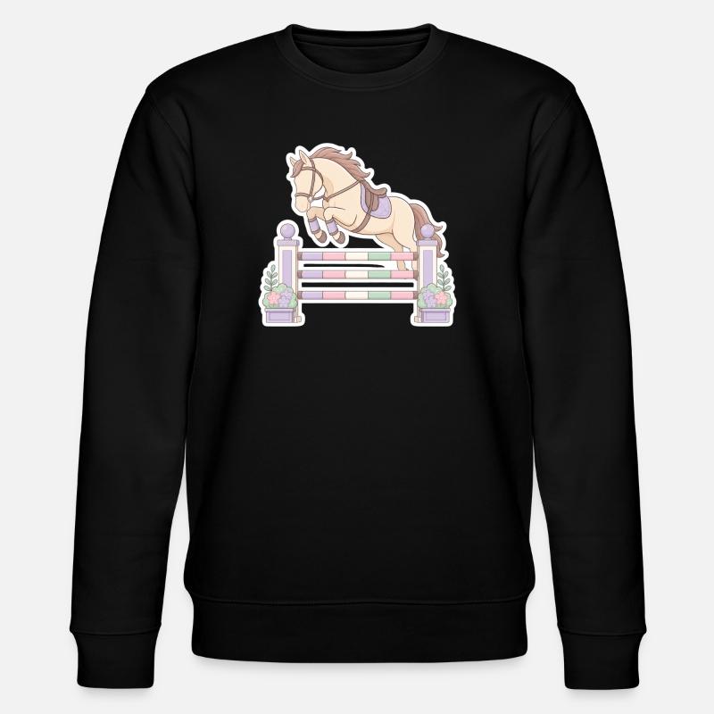 Pastellpferd beim Hindernis-Sprung - Stanley/Stella Unisex Bio-Sweatshirt CHANGER - Schwarz