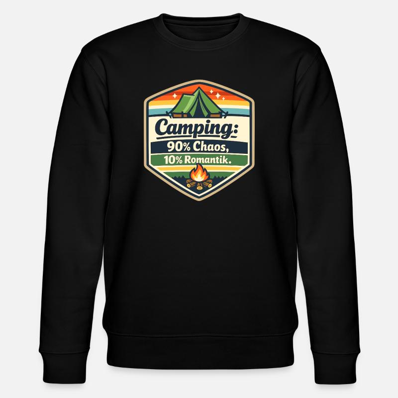 Camping Chaos Romantik Schild - Stanley/Stella Unisex Bio-Sweatshirt CHANGER  - Schwarz