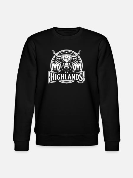 Highlands Kuh mit Berglandschaft - Stanley/Stella Unisex Bio-Sweatshirt CHANGER - Schwarz