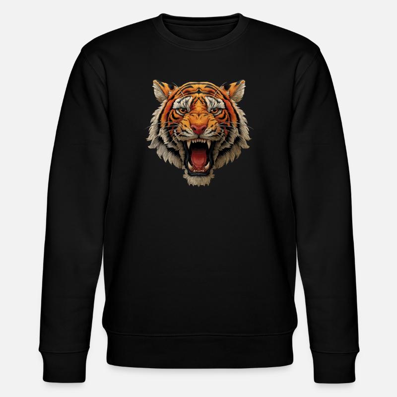 Tiger Head Roaring - Stanley/Stella CHANGER Unisex Organic Sweatshirt - black