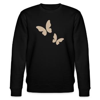 Motif papillon beige - Sweat bio CHANGER Stanley/Stella Unisexe - noir - Devant - Nik (191cm) & Marisol (170cm)