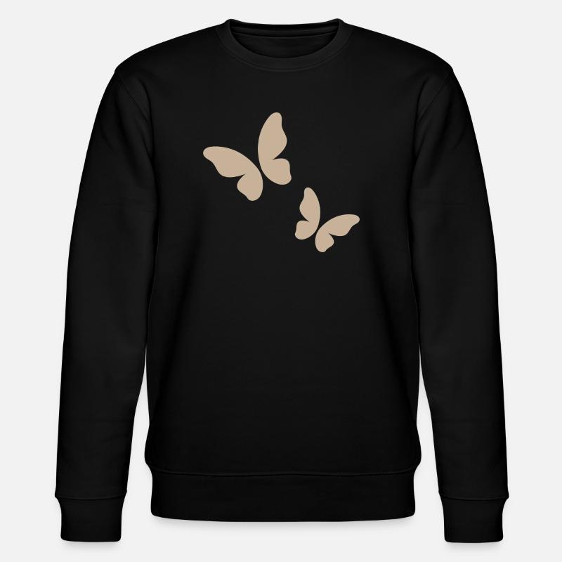 Beige Butterfly Pattern - Stanley/Stella CHANGER Unisex Organic Sweatshirt - black