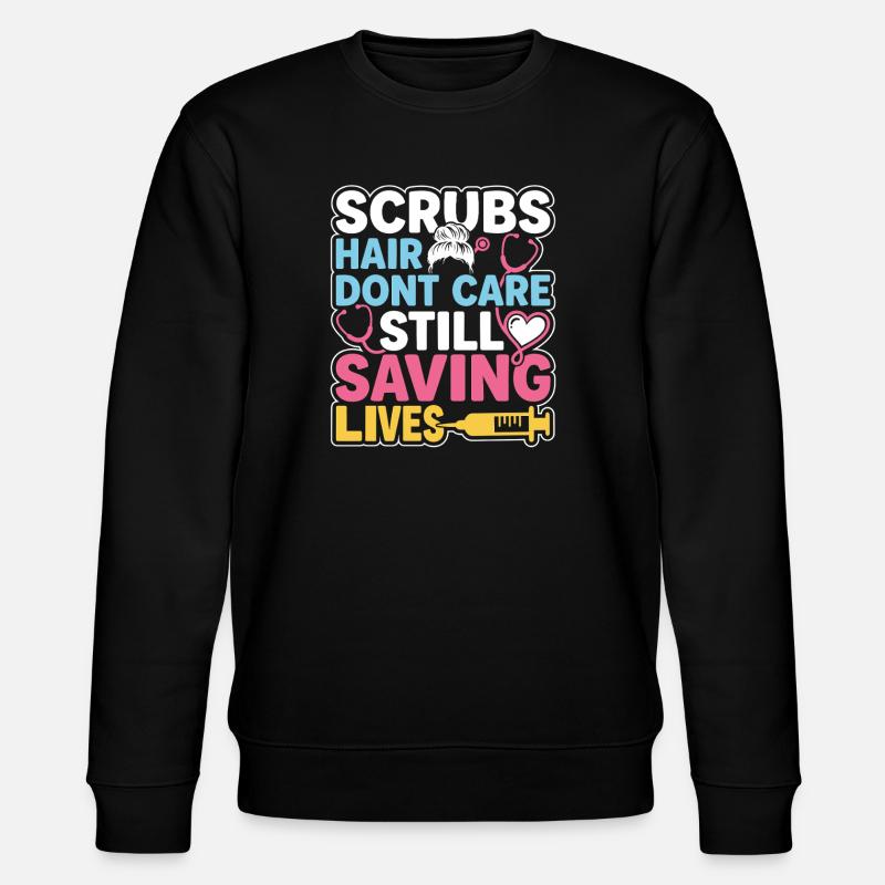 Nachtschicht-krankenschwester, Müde - Stanley/Stella Unisex Bio-Sweatshirt CHANGER  - Schwarz