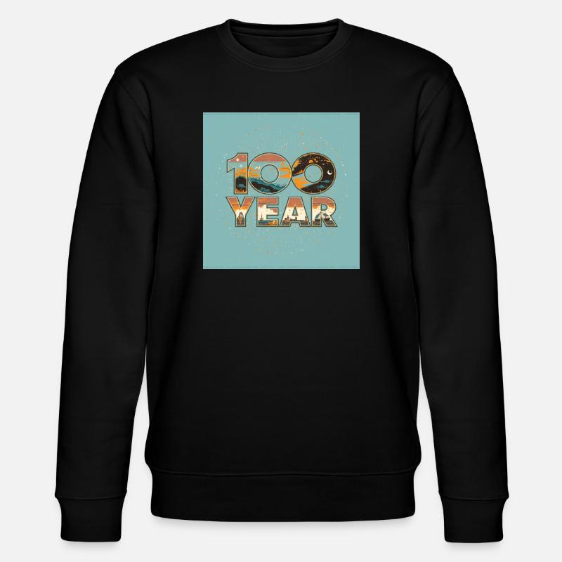 100 Year Retro Landscape - Stanley/Stella CHANGER Unisex Organic Sweatshirt - black