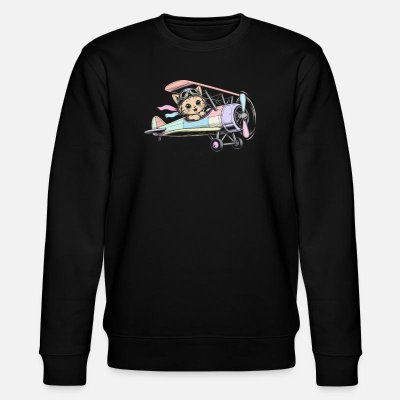 airplane - Stanley/Stella CHANGER Unisex Organic Sweatshirt - black