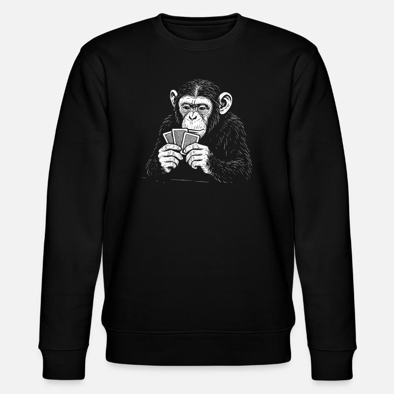 Chimp playing Cards - Stanley/Stella CHANGER Unisex Organic Sweatshirt - black
