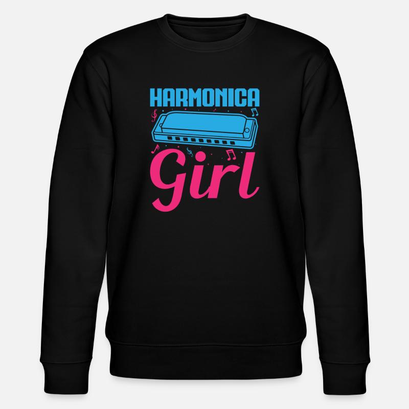 Funny Harmonica Player Girl Harmonica - Stanley/Stella Unisex Bio-Sweatshirt CHANGER - Schwarz