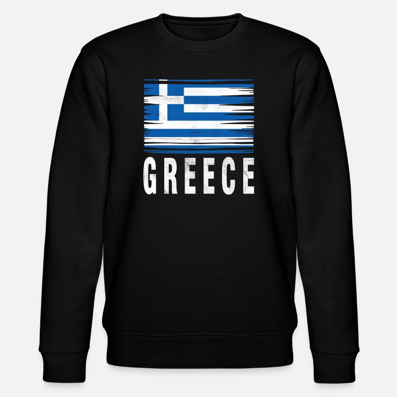 Brushstroke Flag Greece - Stanley/Stella CHANGER Unisex Organic Sweatshirt - black