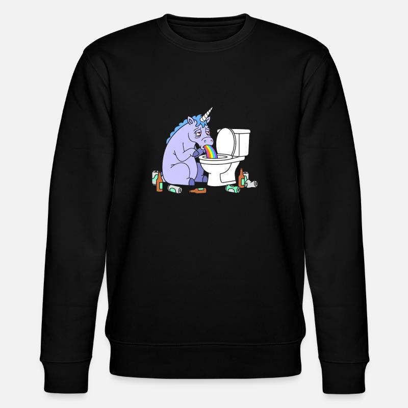 Klo Regenbogen Einhorn - Stanley/Stella Unisex Bio-Sweatshirt CHANGER  - Schwarz