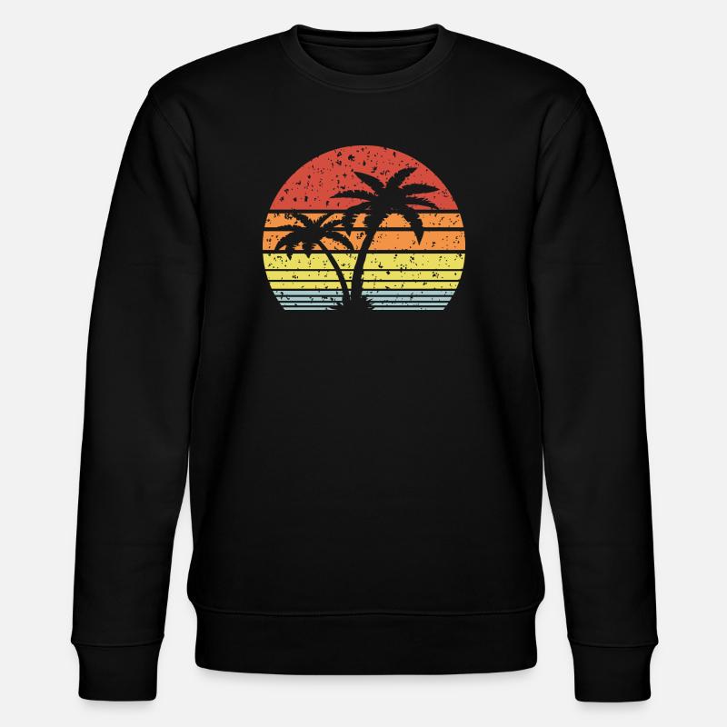 Palm Tree Retro Sun - Stanley/Stella CHANGER Unisex Organic Sweatshirt - black