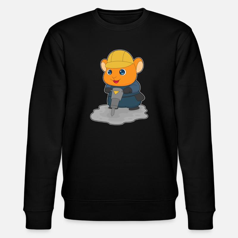 Hamster Bauarbeiter Presslufthammer Baustelle - Stanley/Stella Unisex Bio-Sweatshirt CHANGER  - Schwarz