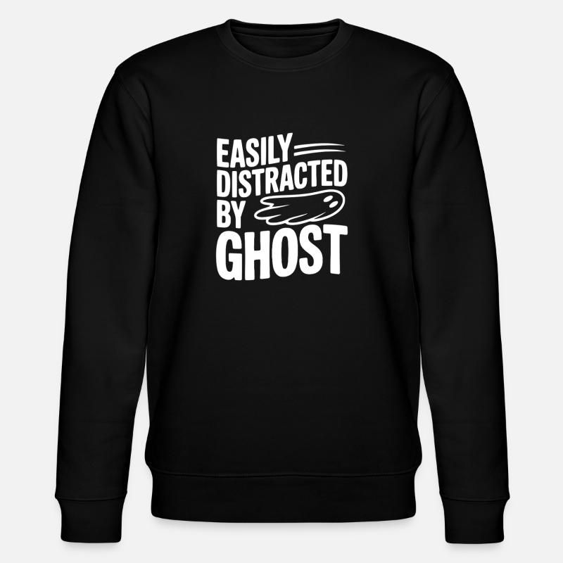 Easily Distracted by Ghost - Stanley/Stella CHANGER Unisex Organic Sweatshirt - black