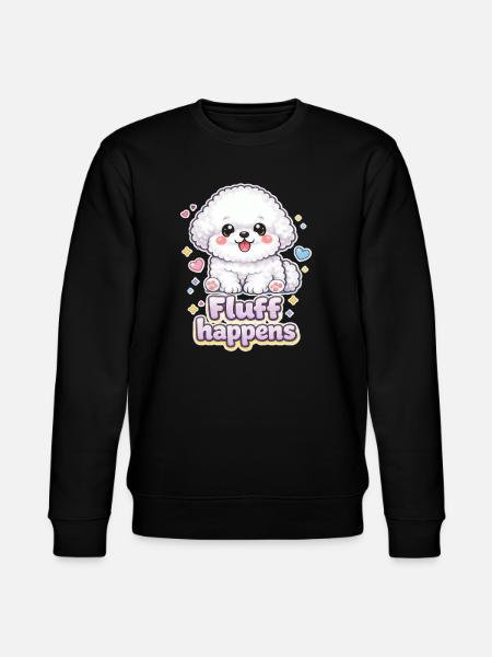 Fluff Happens – kawaii Bichon Dog Design - Stanley/Stella CHANGER Unisex Organic Sweatshirt - black