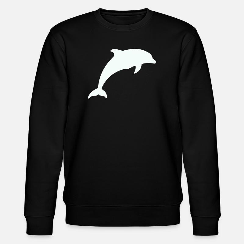 Glowing Dolphin Silhouette - Stanley/Stella CHANGER Unisex Organic Sweatshirt - black