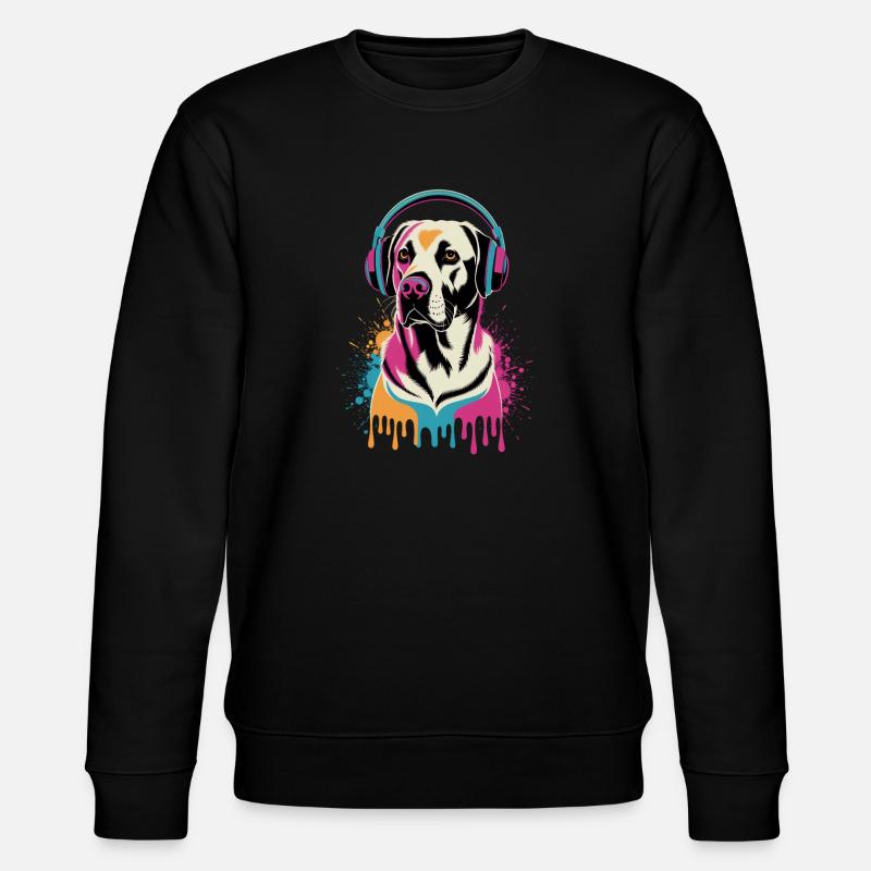 Labrador avec casque - Sweat bio CHANGER Stanley/Stella Unisexe - noir