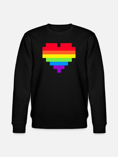 Pixel Heart Rainbow Flag - Stanley/Stella CHANGER Unisex Organic Sweatshirt - black