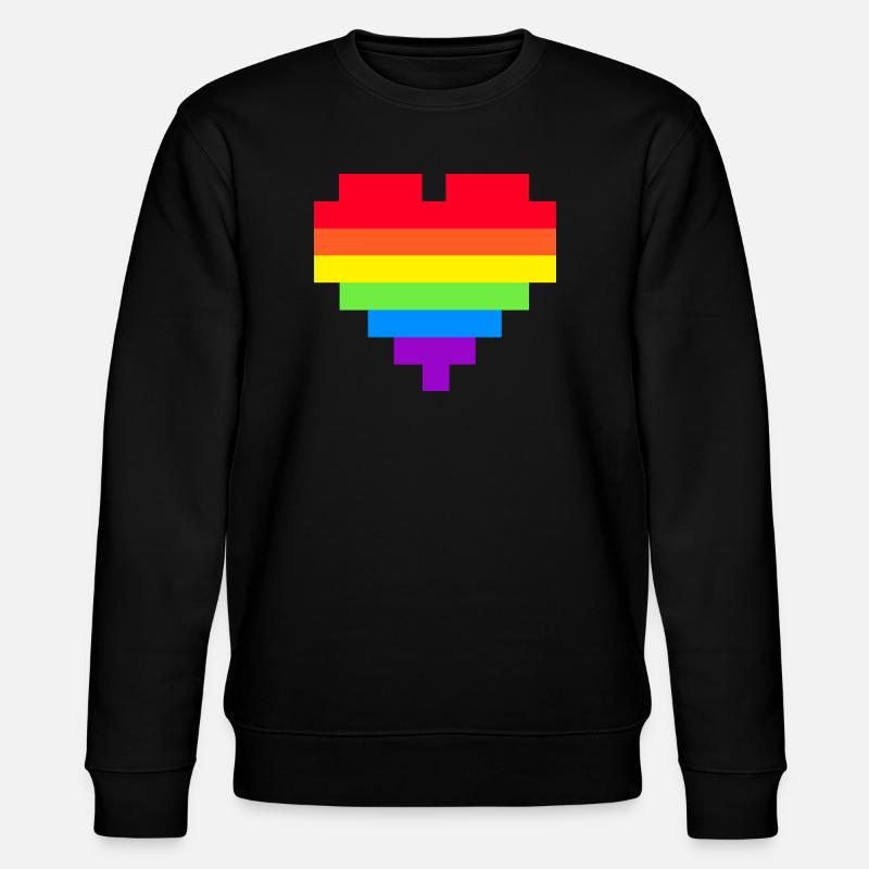 Pixel Heart Rainbow Flag - Stanley/Stella CHANGER Unisex Organic Sweatshirt - black