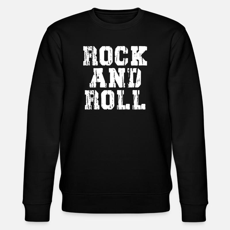 Rock and Roll Distressed Text Logo - Stanley/Stella CHANGER Unisex Organic Sweatshirt - black