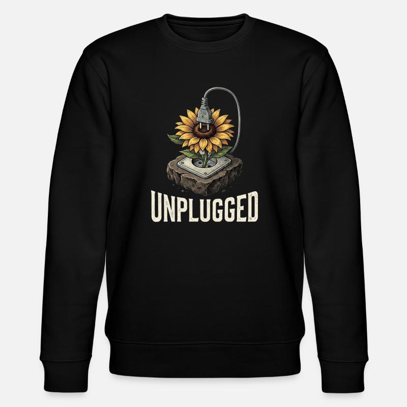Unplugged Flower - Stanley/Stella Unisex Bio-Sweatshirt CHANGER  - Schwarz