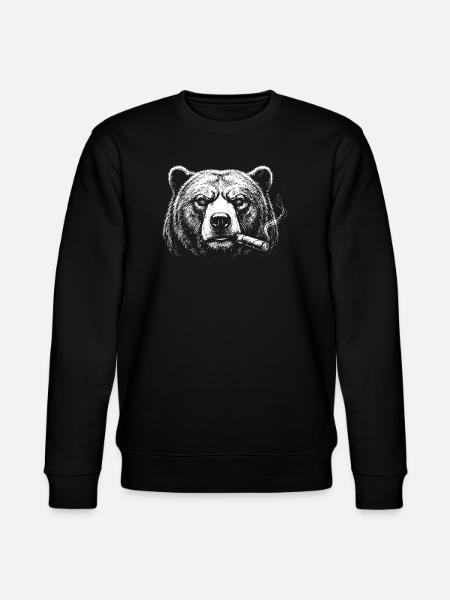 Bären-Zigarrenporträt in fetter Tinte - Stanley/Stella Unisex Bio-Sweatshirt CHANGER - Schwarz
