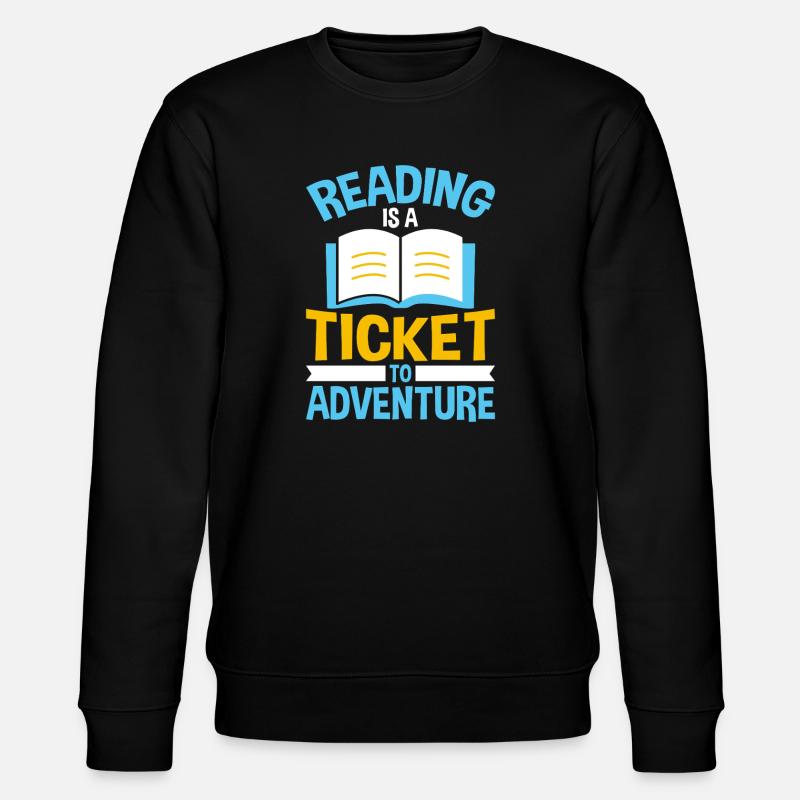 Lesen ist Ticket zu Abenteuern - Stanley/Stella Unisex Bio-Sweatshirt CHANGER  - Schwarz