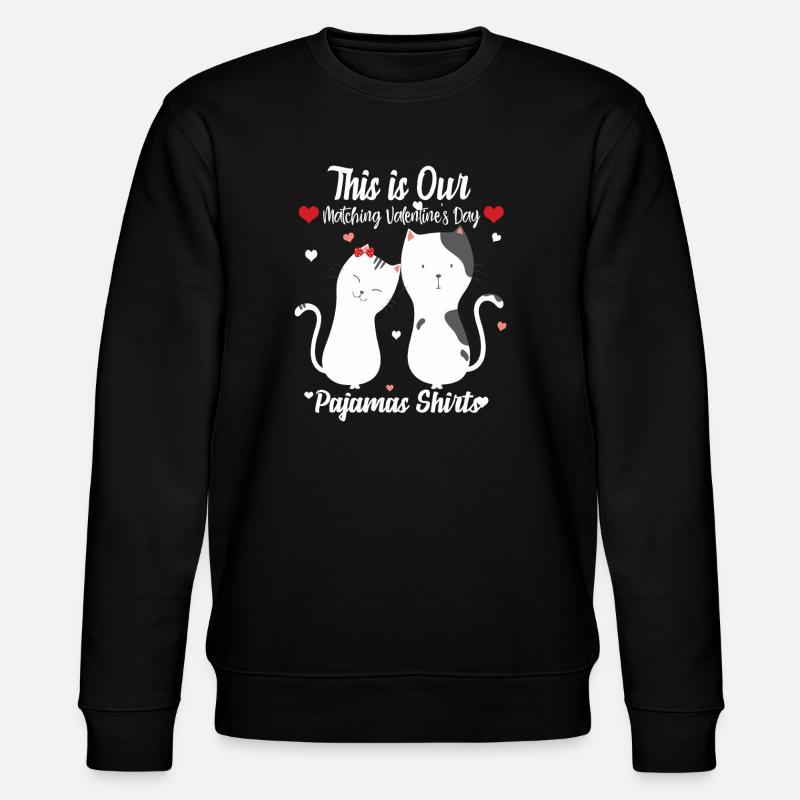 Valentine-Katzen-Pajama-Hemden - Stanley/Stella Unisex Bio-Sweatshirt CHANGER  - Schwarz