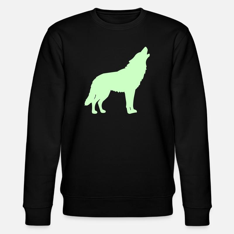 Silhouette de loup vert néon - Sweat bio CHANGER Stanley/Stella Unisexe - noir