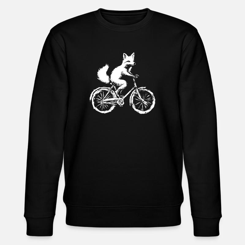 Funny Bicycle Fox - Stanley/Stella CHANGER Unisex Organic Sweatshirt - black