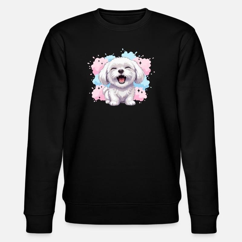 Cheerful Fluffy Dog Pastel Splash - Stanley/Stella CHANGER Unisex Organic Sweatshirt - black