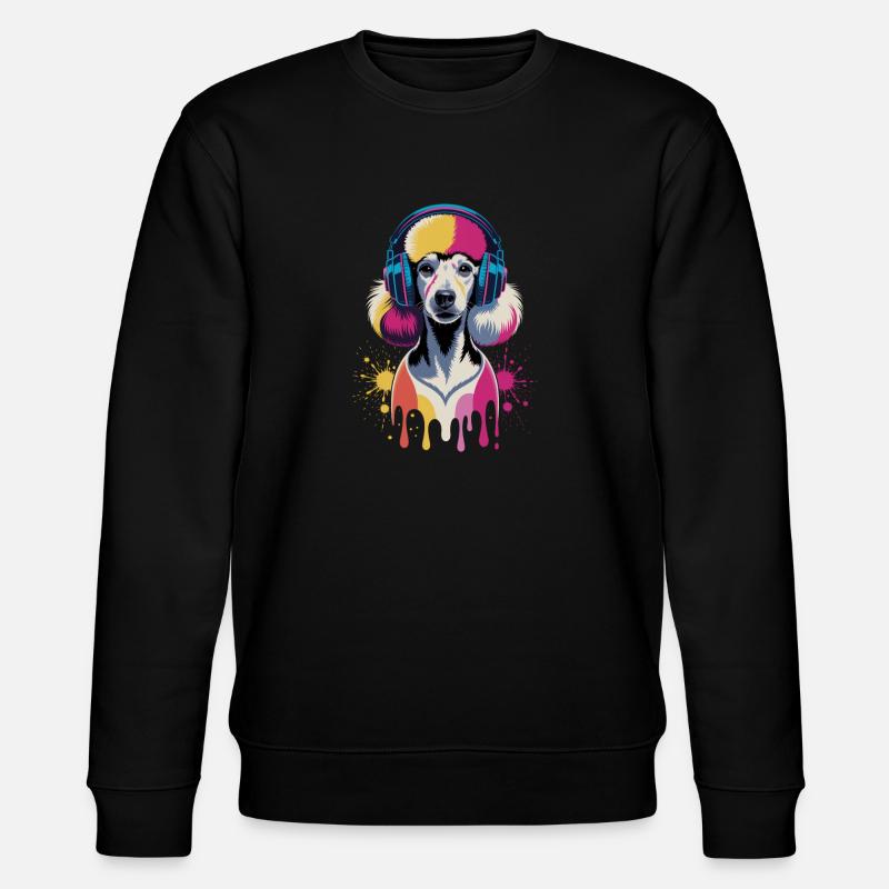 Pudel mit Kopfhörer - Stanley/Stella Unisex Bio-Sweatshirt CHANGER  - Schwarz