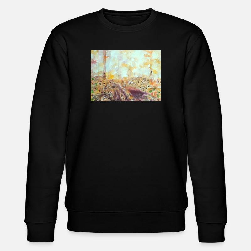 Wald-Aquarelllandschaft im Herbst - Stanley/Stella Unisex Bio-Sweatshirt CHANGER  - Schwarz