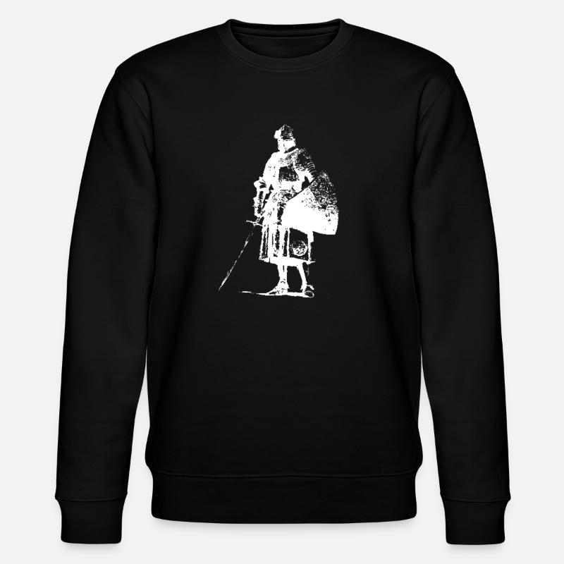 Lone Knight with Banner Silhouette - Stanley/Stella CHANGER Unisex Organic Sweatshirt - black