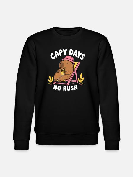 Capy Days No Rush Capybara - Stanley/Stella CHANGER Unisex Organic Sweatshirt - black