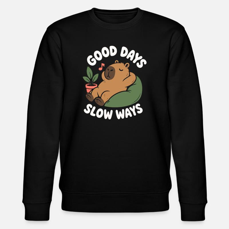 Good Days Slow Ways Capybara - Stanley/Stella CHANGER Unisex Organic Sweatshirt - black